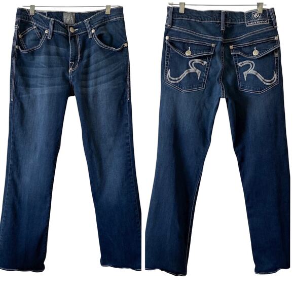 ROCK & REPUBLIC Henlee Mid Rise Denim Jeans Medium Blue Wash Size 32 Stretch - Picture 1 of 7